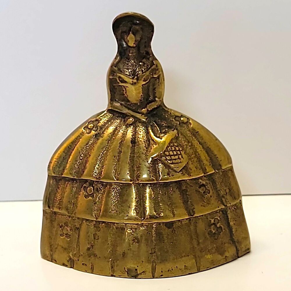 Vintage Brass "Crinoline Lady" (Southern Belle) w/ Clapper Figural Hand Bell